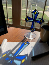 Load image into Gallery viewer, Handcrafted Stained Glass Cross Sun Catcher