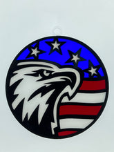 Load image into Gallery viewer, Handcrafted American Eagle on Flag Suncatcher