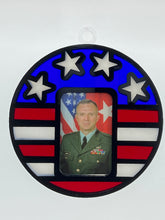 Load image into Gallery viewer, Patriotic American Flag Suncatcher with Built-In Picture Frame