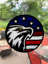 Load image into Gallery viewer, Handcrafted American Eagle on Flag Suncatcher
