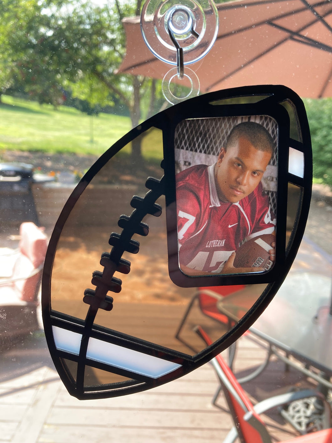 Football Suncatcher with Built-In Picture Frame