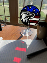 Load image into Gallery viewer, Handcrafted American Eagle on Flag Suncatcher
