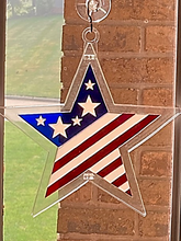 Load image into Gallery viewer, USA Flag in Star Sun Catcher
