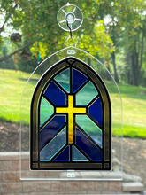 Load image into Gallery viewer, Stained Glass Cross Sun Catcher
