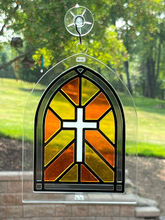 Load image into Gallery viewer, Stained Glass Cross Sun Catcher
