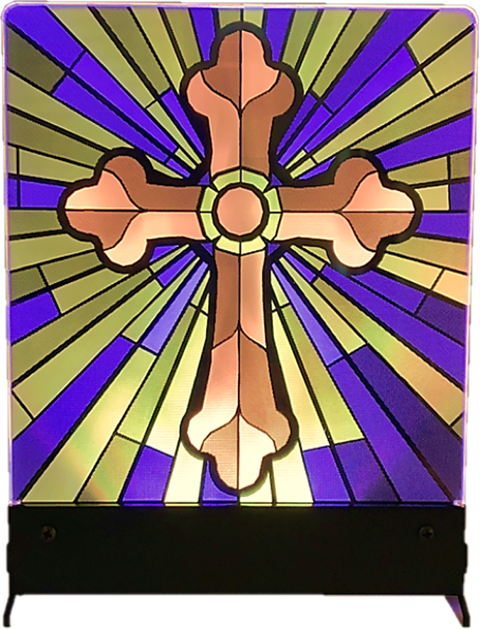 Stained Glass Cross 3D Lamp – LumenArt Studios