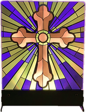 Load image into Gallery viewer, Stained Glass Cross 3D Lamp
