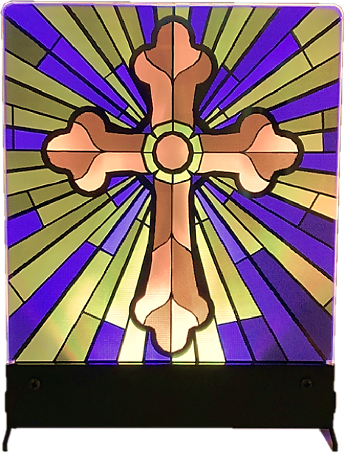 Stained Glass Cross 3D Lamp