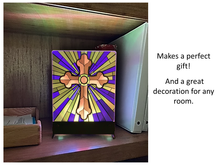 Load image into Gallery viewer, Stained Glass Cross 3D Lamp
